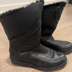 UGG Black Ankle Boots with Shearling Lining